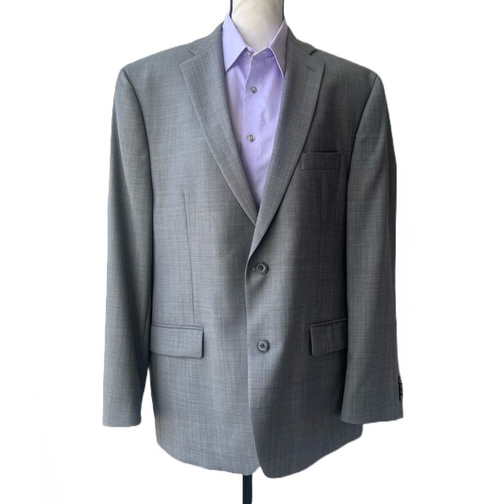 $30 SALE Michael Kors Mens Gray Wool Suit Designer Blazer Sz 44 Regular Fit